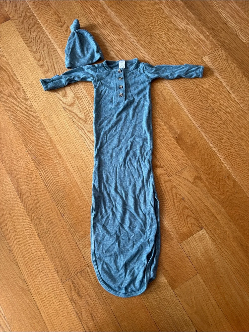 Lou Lou turquoiseBlue Newborn Knit Sleep Gown with Hat AND blanket